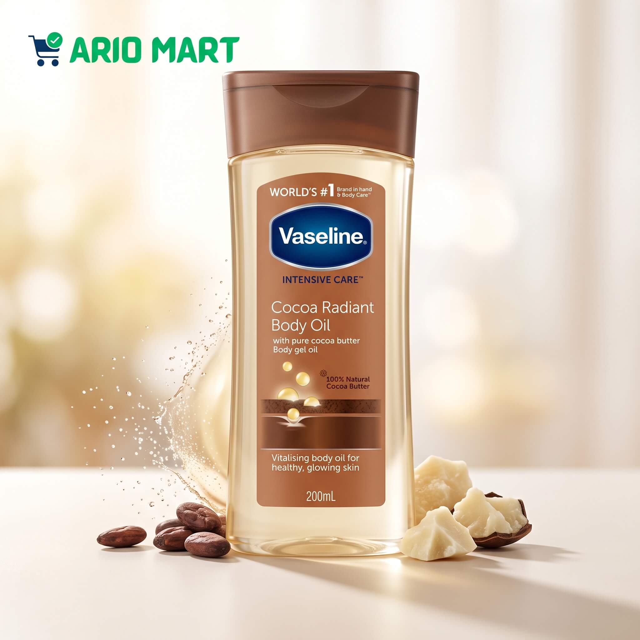Vaseline Intensive Care Cocoa Radiant Body Oil - 200ml - Ario Mart