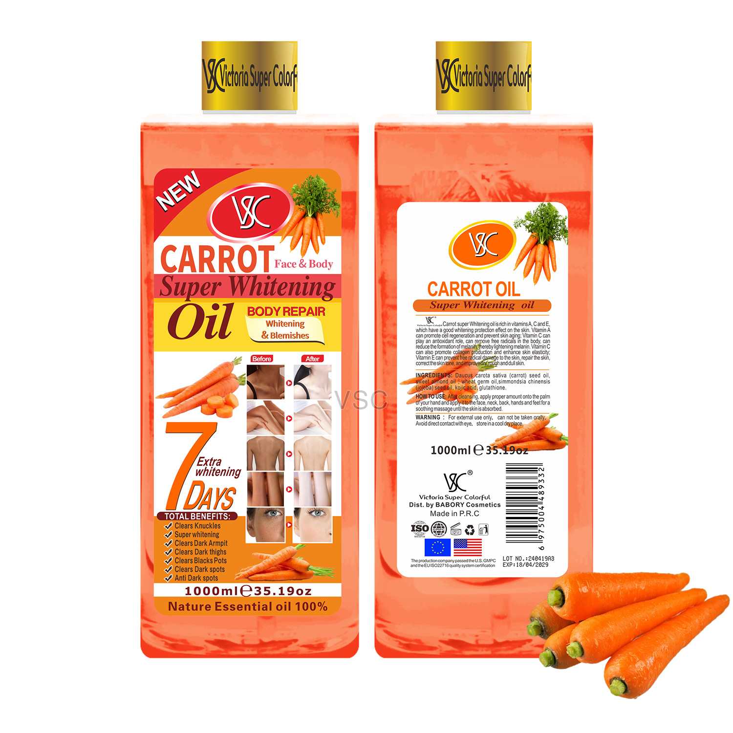Carrot Essential Oil Face And Body Whitening - 200ML - Ario Mart